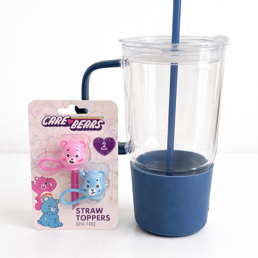 Care Bears Straw Toppers + Tumbler Cup Set Cute BPA Free